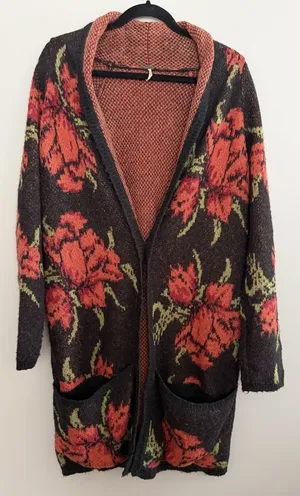Free People Flower Power Boho Cardigan Sweater Women's Size Medium‎ thumbnail 1