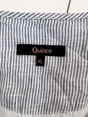 Quince 100% European Linen Tiered Maxi Dress Blue Pinstripe thumbnail 8