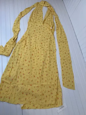NWT Rumored Sirena Midi Wrap Dress Windswept Floral Halter Slit Womens Size S thumbnail 1