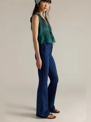Free People We The Free Jayde Flare Jeans Indigo Blue Womens Size 27 thumbnail 2