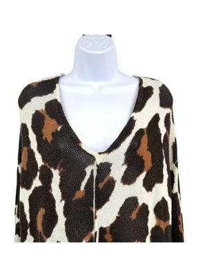 Show Me Your Mumu Wildcat Knit Hug Me Sweater Leopard Brown Black White Size XS thumbnail 2