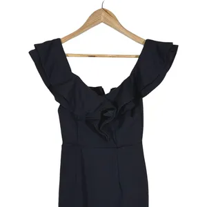 Selfie Leslie Ruffle Off The Shoulder Solid Sheath Dress Black Elegant Size S thumbnail 3