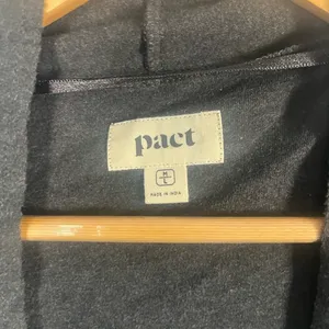 Pact 100% Organic Cotton Grey Open Front Cardigan Minimalist Large Pockets M/L thumbnail 2