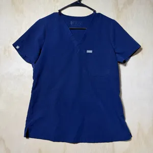 FIGS Catarina Women's Medium Navy Blue Scrub Top V Neck One Pocket Medical Nurse thumbnail 1