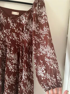 Altar'd State Brown White Floral Mini Dress Medium Fall Romantic Going Out thumbnail 4