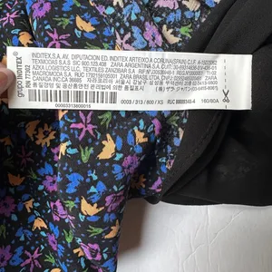 Zara Mini‎ Dress | Boho Floral Print | Women’s XS | Shoulder Pads | Long Sleeve thumbnail 4