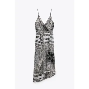 Zara Asymmetrical Dress in Black and White thumbnail 3