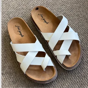EUC Free People Ventura Sandals White Size 10 Retail $88.00 thumbnail 4