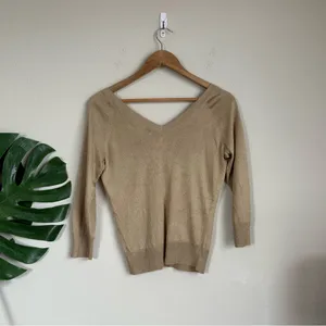 Vintage Banana Republic Gold Knit Off the Shoulder Top thumbnail 9