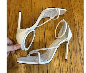 SCHUTZ Gaiah Ankle Strap Sandals in White Leather Size 7.5 EUC thumbnail 7
