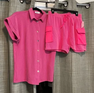 Pink Ribbed Button thumbnail 1