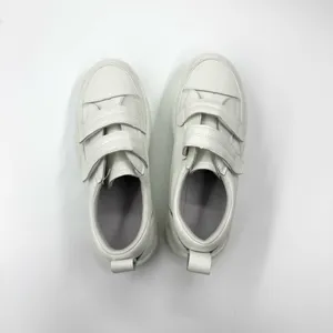 Low Top Velcro White Sneakers Split Cow Leather Sneakers Flat Trainers Flat Shoe thumbnail 4