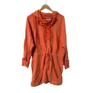 FREE PEOPLE Sadie Orange Fleece Hoodie Sweater Dress Jacket thumbnail 5