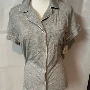 LOFT Gray Short Sleeve Pajama Top thumbnail 1