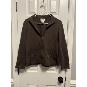 Talbots Jacket Women's med Dark Brown Full Zip, Pockets. Heavy. Comfy thumbnail 2