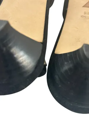 DaniBlack Suede slingback kitten heel rosette vamp black Size 9.5” thumbnail 4