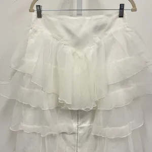 NWT‎ Akira Once Upon A Dream Ruffle Assymetric Maxi Skirt White Large Low High thumbnail 5
