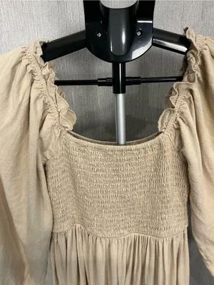 Women’s Cream Smocked Off-Shoulder Maxi Dress Size 2 thumbnail 13