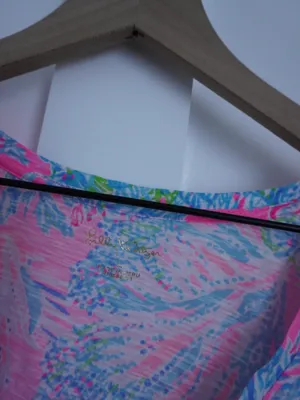 Lilly Pulitzer Pink Multicolor Floral V-Neck Short Sleeve Etta Top thumbnail 2
