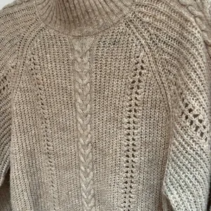 Lauren Conrad cableknit mock‎ neck sweater tan tunic size large soft lightweight thumbnail 2
