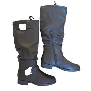 Journey Collection Stormy Boots Black Slouchy Buckle Faux Leather Women Size 9 thumbnail 6