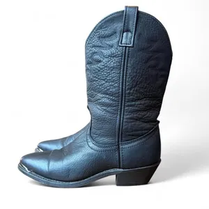 Masterson Boot Co Western Cowboy Boots Women 7.5 Black Leather Metal Toe Tips thumbnail 2