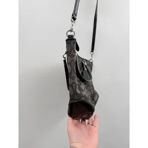 Coach Kelsey Satchel‎ Crossbody Bag Black Signature Canvas Shoulder Purse thumbnail 4