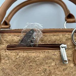 Primeware Cork Insulated Wine Bag Purse Carrier Zipper Close with Corkscrew thumbnail 13