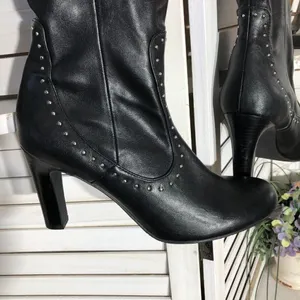 Franco Sarto Artise Over The Knee Boots Black Leather 9.5 thumbnail 3