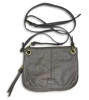 Fossil Purse Crossbody Grey Pebbled Leather‎ Purse Adjustable Strap Zip Pockets thumbnail 1
