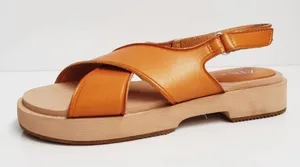 Zara Leather‎ Criss Cross Strap Sandal in Brown Size 6 or 36 thumbnail 1