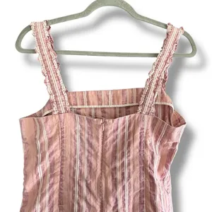Alexis‎ Brandy Dress Rose Stripe Mini Pink White Ruffle Hem Square Neck Cotton thumbnail 6