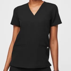 FIGS Technical Collection Black V-Neck Scrub Top Womens XL Short Sleeve 588 thumbnail 1