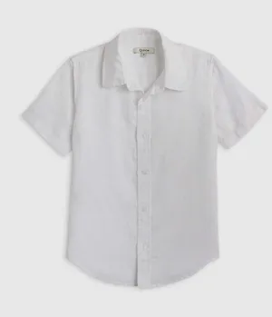 Quince White Relaxed Fit Short-Sleeve Button-Down Shirt Linen Size small thumbnail 1