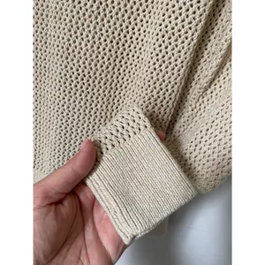 Everlane Mesh Soft Cotton Crew Sweater in Praline Cream Women's sz XS Minimalist thumbnail 10