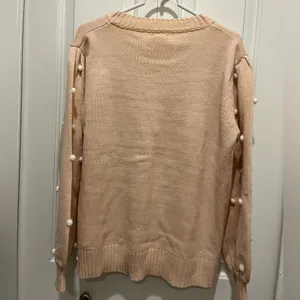 Pink Lily Adorable Light Pink Lightweight Pom Sweater Sz L EUC thumbnail 4