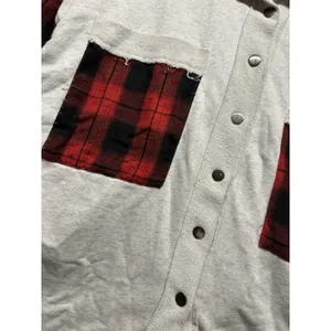 POL Black Plaid Mixed Media Oversized Shacket Women’s Size M YKT19 Boho Hippie thumbnail 4