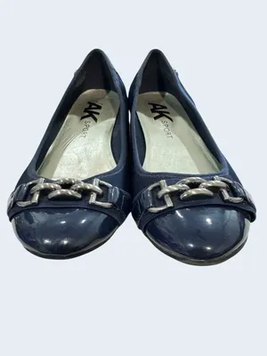 Anne Klein AK Sport Navy Ballet Flats Chain Accent Women’s Size 10M thumbnail 3