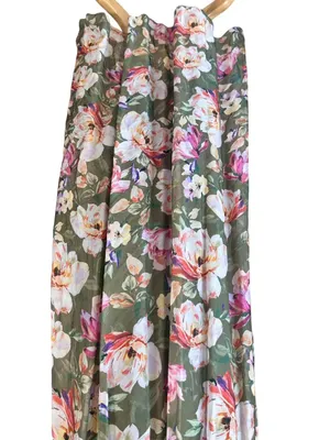 Bellambra Made in Italy Silk Blend Sage Green Floral Halter Maxi Dress thumbnail 12