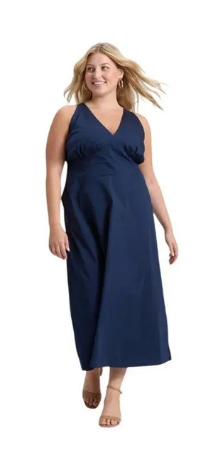 NWT A New Day Womens Open Back Maxi Dress Woven 94439782 Navy Blue 2XL thumbnail 1