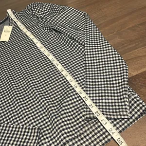 Anthropologie Blue and White Gingham Long Sleeve Top Sz M NWT thumbnail 2
