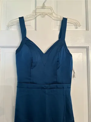 Elegant Deep dark teal Maxi Dress with V-Neck Bodice thumbnail 3