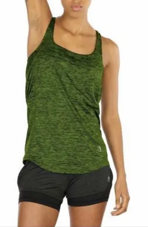 Icyzone green athletic tank with built in bra thumbnail 1