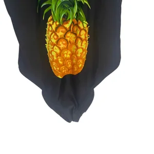 California Sunshine‎ Women's Size Medium Pineapple Print Black Swimsuit thumbnail 4