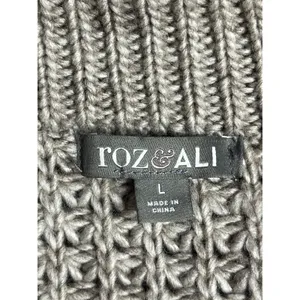 ROZ‎ & ALI Faux Fur Trimmed Cardigan Sweater Jacket Sz L Large I0216 thumbnail 2