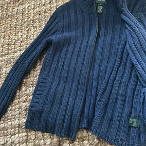 Ralph Lauren Navy Silk Linen Blend Zip Up Knit Sweater Size Small thumbnail 8