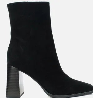 NEW Ivette Black Suede Block Heel Booties SIZE 10 thumbnail 1