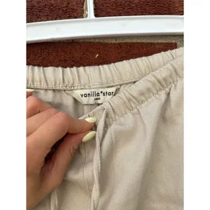 Vanilla Star Linen Blend Wide Leg Pull On Pants Beige Womens Small Casual thumbnail 9