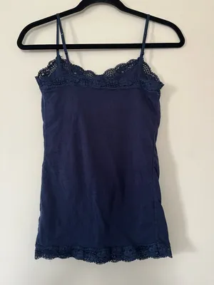 Aeropostale Navy Lace Trim Cami Tank Top Womens Medium Layering Basic 2000s thumbnail 4