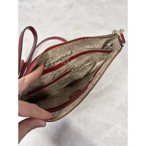 Guess Red Patent Quilted Crossbody‎ Bag Logo Embossed Chain Strap Purse Chain thumbnail 6